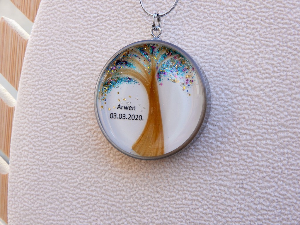 Nakit s pramenom kose vaše bebe - Ogrlica čelik (4 cm)