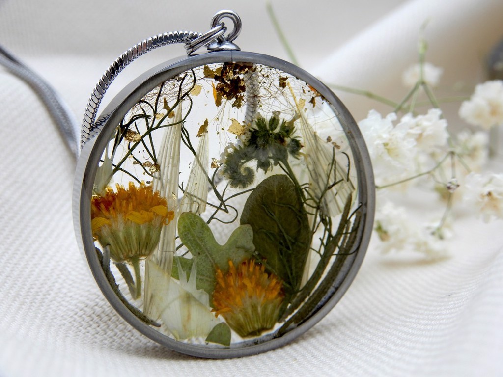 Nakit s vašim cvijećem - Ogrlica čelik (4 cm)